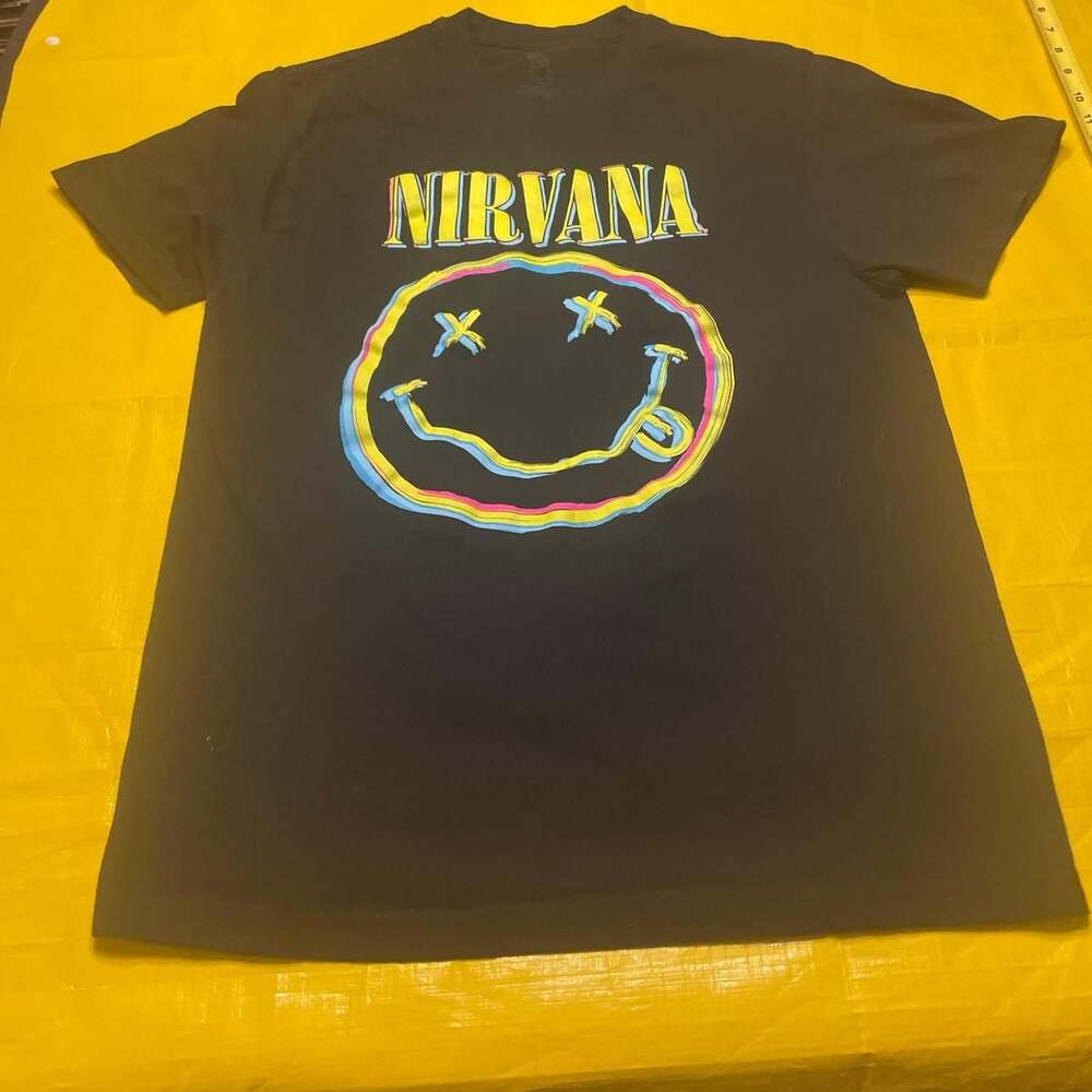 Nirvana Smiley Face Neon Multi-Color Graphic T-Shirt